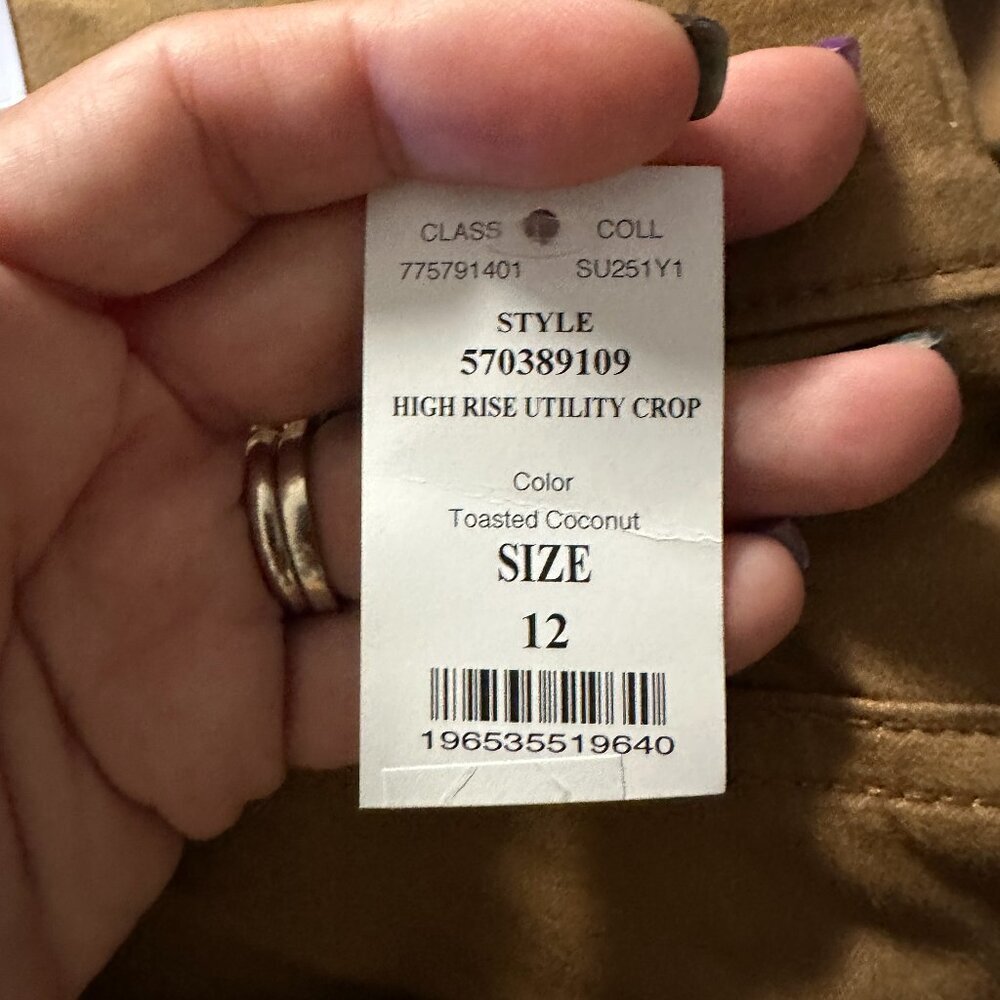 NWT White House Black Market High Rise Utility Crop Pant 12 Toasted Coconut - Picture 7 of 9